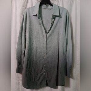 EUC Soft Surroundings light green, long-sleeved, button-down tunic shirt Sz S